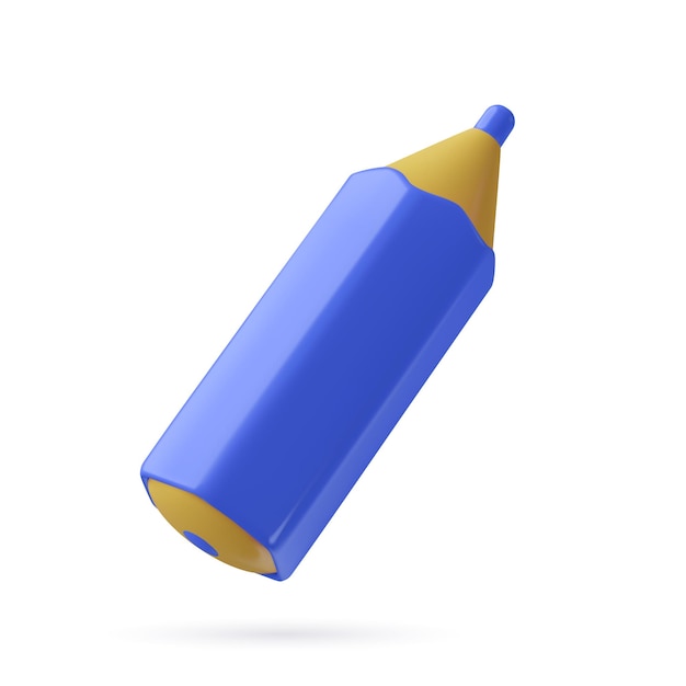 Vetor Ícone de lápis azul 3d elemento de design vetorial tridimensional de brinquedo de plástico isolado em fundo branco