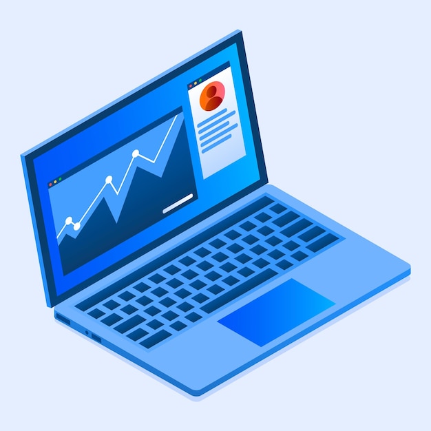 Vetor Ícone de laptop de finanças isométrico do ícone de vetor de laptop de finanças para web design isolado