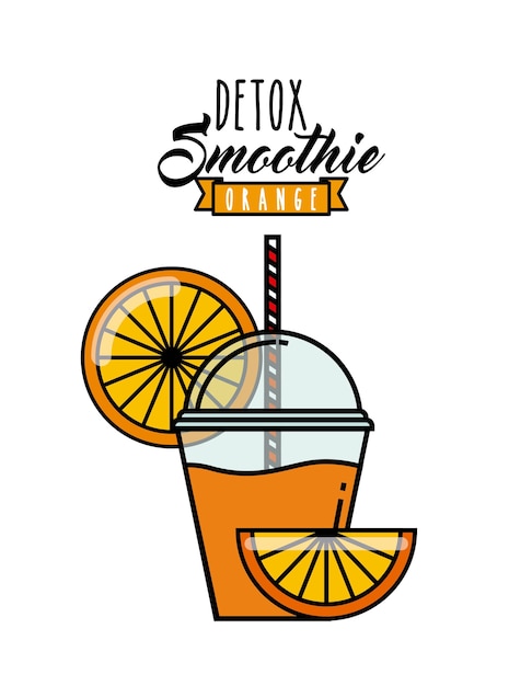 Ícone de laranja detox. smoothie e suco de design. gráfico de vetor