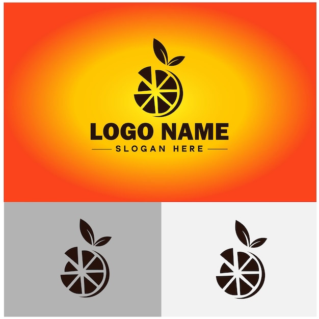 Vetor Ícone de laranja frutas laranja suculenta frutas orgânicas saudáveis sinal de fazenda único símbolo de vetor logotipo