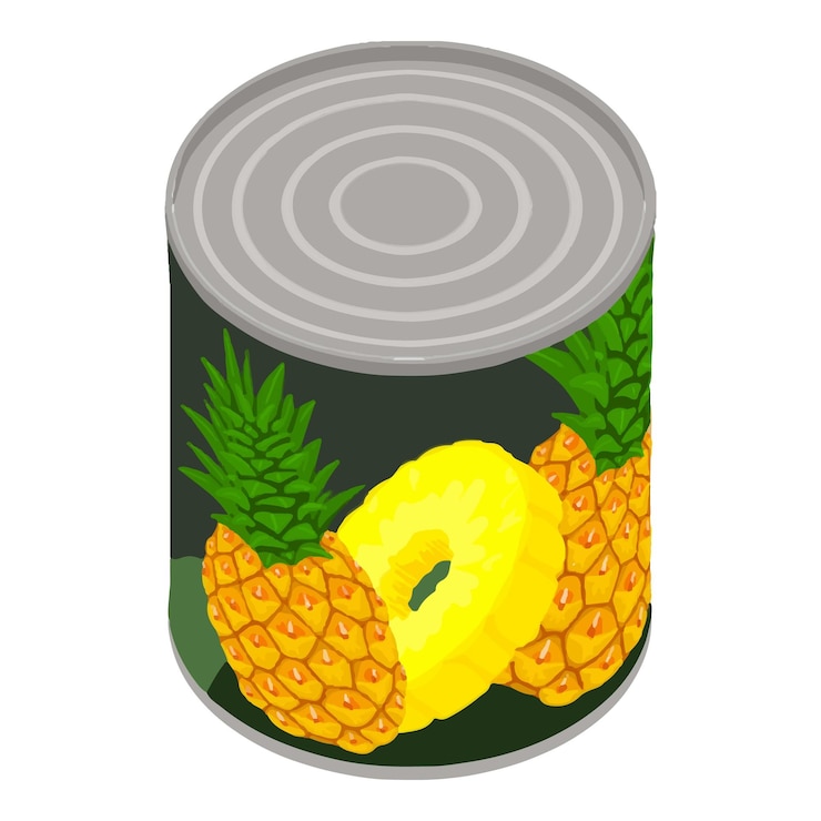 Vetor ícone de lata de abacaxi isométrico de lata de abacaxi ícone vetorial para design web isolado em fundo branco