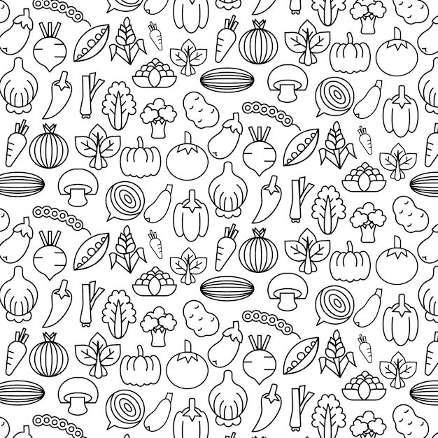ícone de legumes desenho sem costura