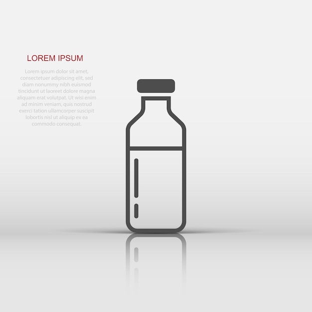 Ícone de leite em garrafa em estilo plano ilustração vetorial de garrafa em fundo branco isolado conceito de negócio de recipiente de bebida