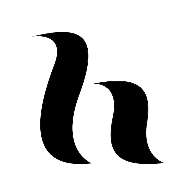 Ícone de letra h caligráfica preta