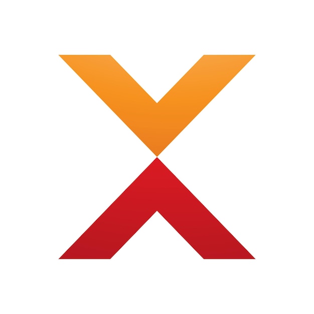 Ícone de letra x em forma de v laranja e vermelho
