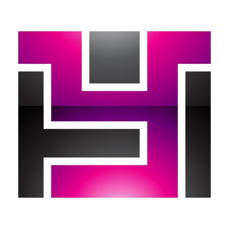 Vetor ícone de letra y em forma de retângulo brilhante magenta e preto