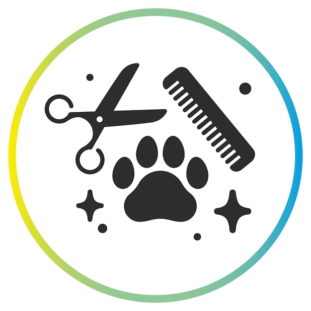 ícone de limpeza de animais de estimação salão de limpeza de animais de estimação cão ou pata de gato
