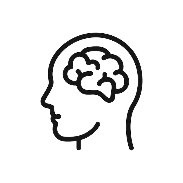 ícone de linha cerebral humana
