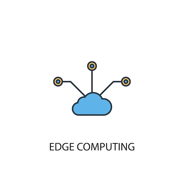 Ícone de linha colorida do conceito de computação de borda 2 ilustração simples de elemento amarelo e azul design de símbolo de contorno de conceito de computação de borda