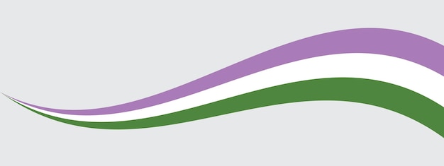 Vetor Ícone de linha curva roxa, branca e verde, como as cores da bandeira gêneroqueer lgbt