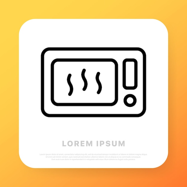 Ícone de linha de forno de microondas comida de cozinha aquecer calor frio elétrico nutrição adequada vitamina rápida