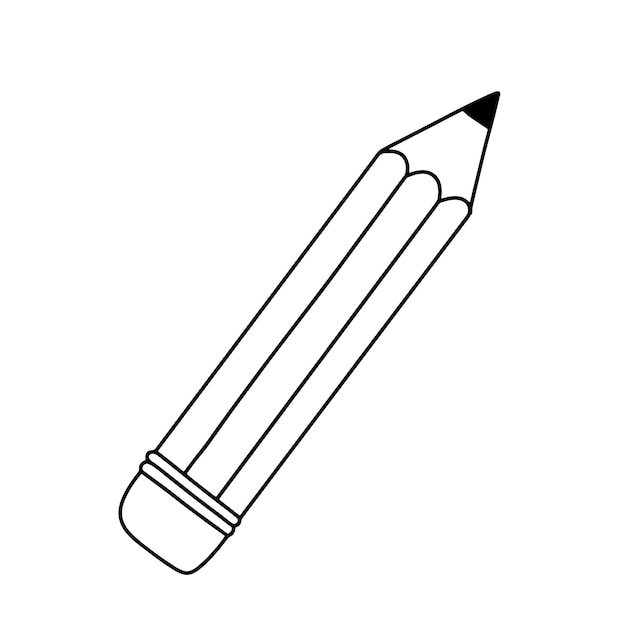 Ícone de linha de lápis Contorno vetorial Ilustração de rabisco isolada em branco
