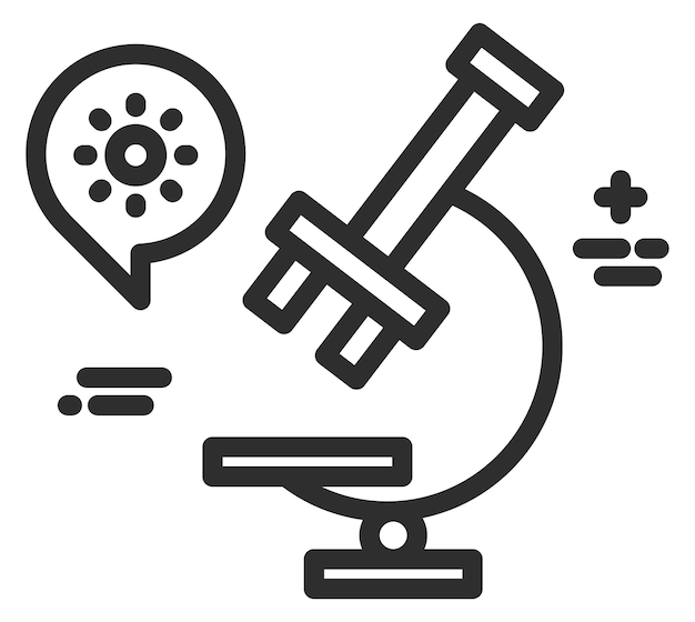 Ícone de linha de microscópio símbolo de microbiologia signo científico