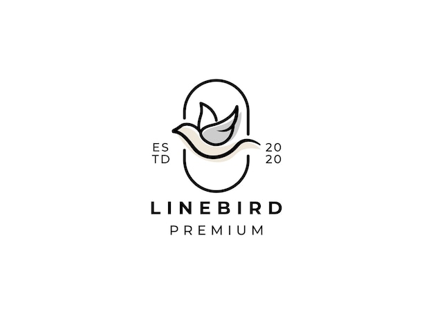 Ícone de linha de pássaro Símbolo Logotipo de ave Vector de ações Emblema Design Desenho de linha