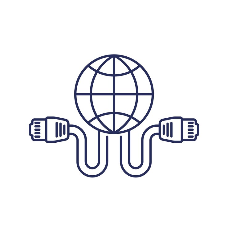 Vetor ícone de linha de rede de cabo ethernet