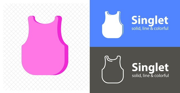 Ícone de linha de singlet de ilustração plana isolada de singlet