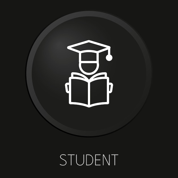 Vetor Ícone de linha de vetor mínimo de estudante no botão 3d isolado em fundo preto vetor premium