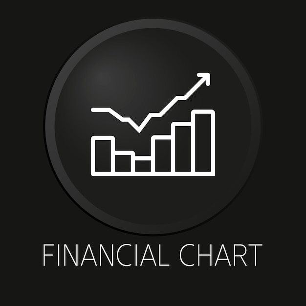 Vetor Ícone de linha de vetor mínimo de gráfico financeiro no botão 3d isolado em fundo preto premium vectorxa