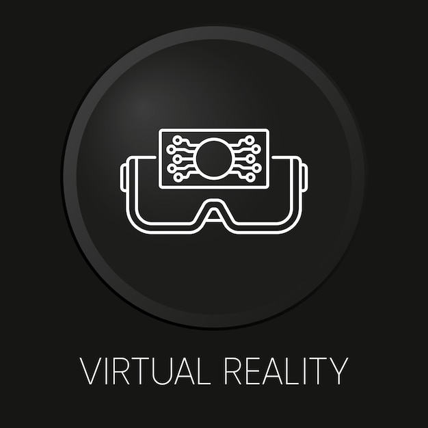 Ícone de linha de vetor mínimo de realidade virtual no botão 3d isolado em fundo preto vetor premium