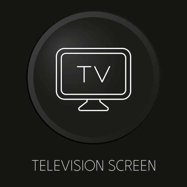 Vetor Ícone de linha de vetor mínimo de tela de televisão no botão 3d isolado em fundo preto vetor premium