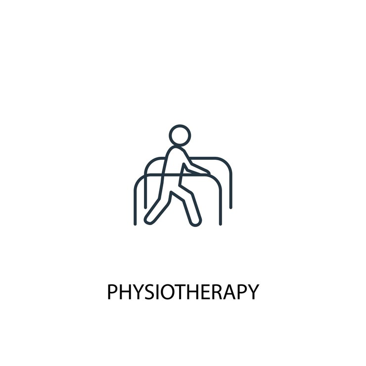 Vetor ícone de linha do conceito de fisioterapia. ilustração de elemento simples. fisioterapia conceito esboço símbolo design. pode ser usado para ui / ux da web e móvel