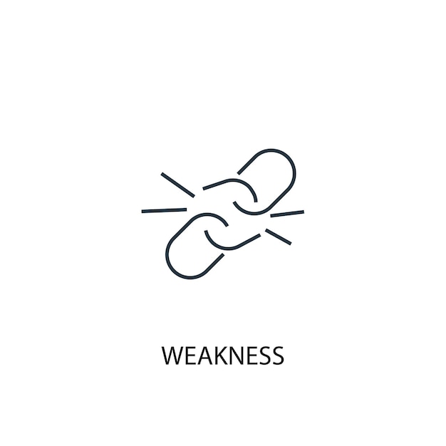 Ícone de linha do conceito de fraqueza. ilustração de elemento simples. fraqueza conceito esboço símbolo design. pode ser usado para ui / ux da web e móvel