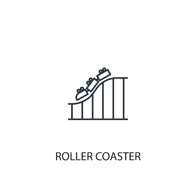 Ícone de linha do conceito de montanha-russa. Ilustração de elemento simples. Design de símbolo de contorno de conceito de montanha-russa. Pode ser usado para UI / UX da web e móvel