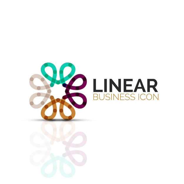 Vetor Ícone de linha fina linear de flor ou estrela abstrata símbolo de forma geométrica de negócios minimalistas criado com segmentos de linha ilustração vetorial