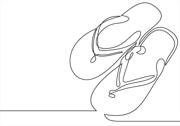 Ícone de linha vetorial de chinelos de praiadesenho vetorial de linha contínua