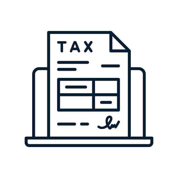 Ícone de linha vetorial do formulário de declaração de imposto eletrônico