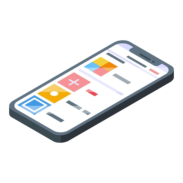 Vetor Ícone de lista de reprodução de smartphone isométrico do ícone vetorial de lista de reprodução de smartphone para web design isolado em fundo branco