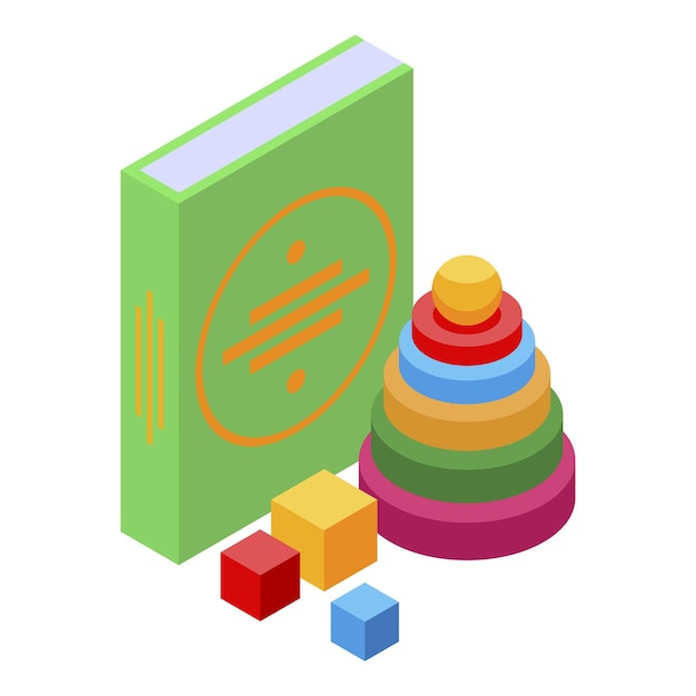 Vetor Ícone de livro infantil isométrico do ícone vetorial de livro infantil para web design isolado em fundo branco