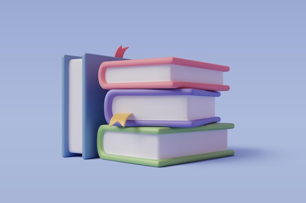 Ícone de livros 3d para web design isolado, educação e conceito de aula online. vetor eps 10.