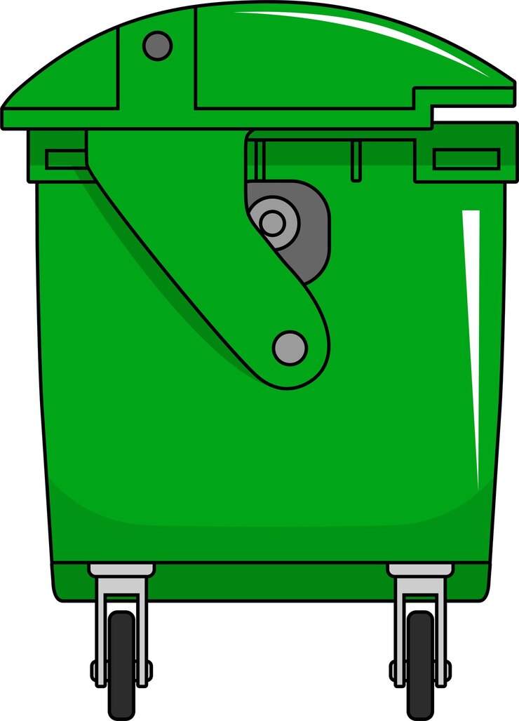 Vetor ícone de lixeira verde em ilustração vetorial de estilo plano