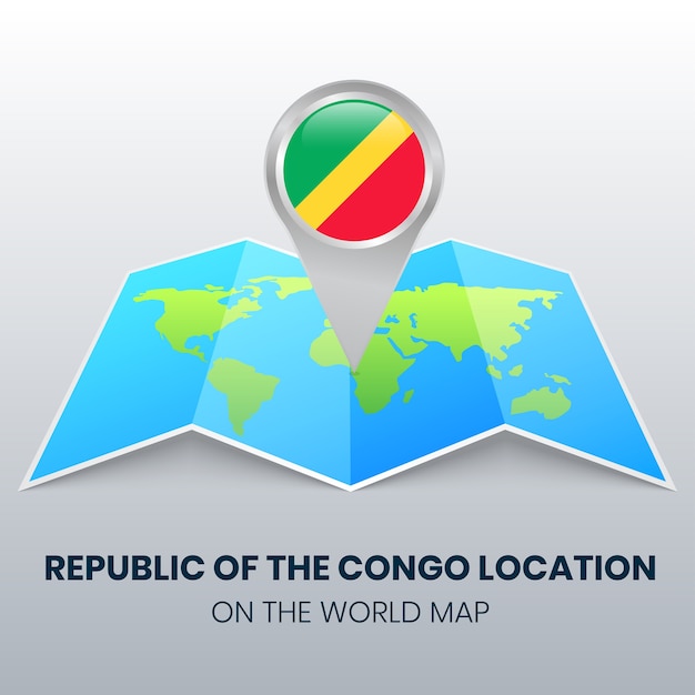 Ícone de localização da república do congo no mapa mundial ícone de pino redondo da república do congo