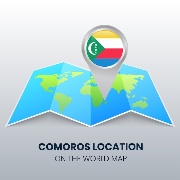 Ícone de localização de comores no mapa mundial