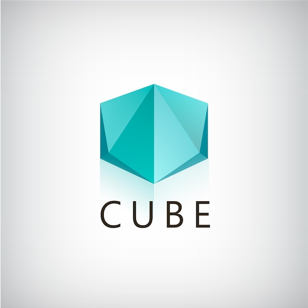 Ícone de logotipo 3d geométrico de cubo abstrato vetorial isolado