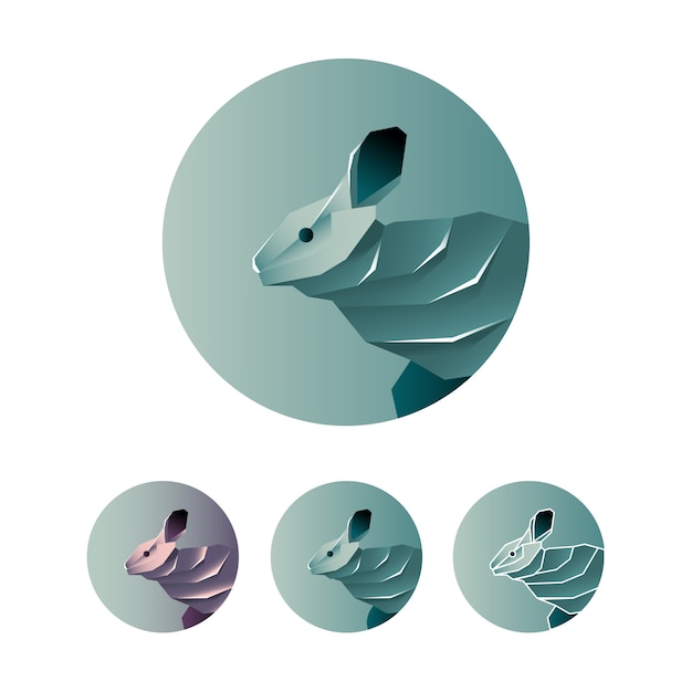 Ícone de logotipo abstrato de coelho minimalista