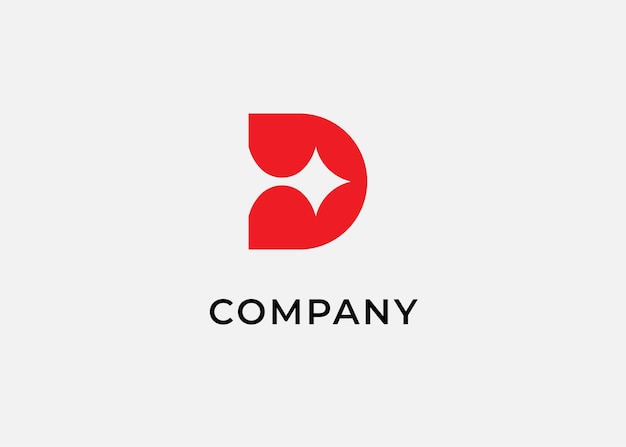 Ícone de logotipo da empresa com a letra D em vermelho