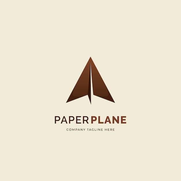 Ícone de logotipo de avião de papel simples na cor marrom