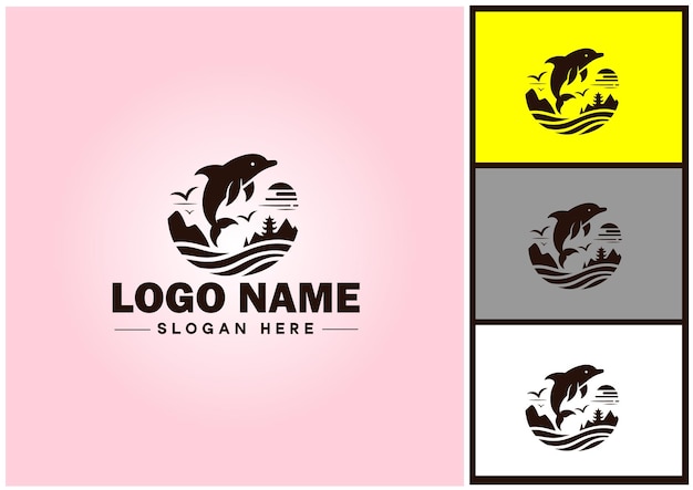 Ícone de logotipo de baleia gráficos de arte vetoriais para ícone de marca de negócios modelo de logotipo do oceano de peixe baleia
