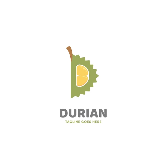 Ícone de logotipo de fatia aberta durian em formato de letra d