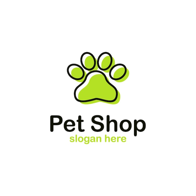 Ícone de logotipo de loja de animais plana simples no conceito moderno de design de logotipo de pata de fundo isolado