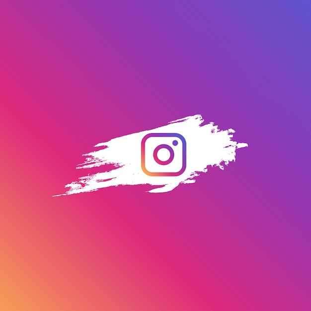 Ícone de logotipo de mídia social do instagram com fundo de instagram de pincel aquarela