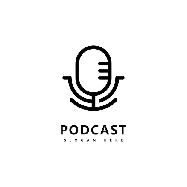 Ícone de logotipo de podcast símbolos de microfone de modelo de vetor de design