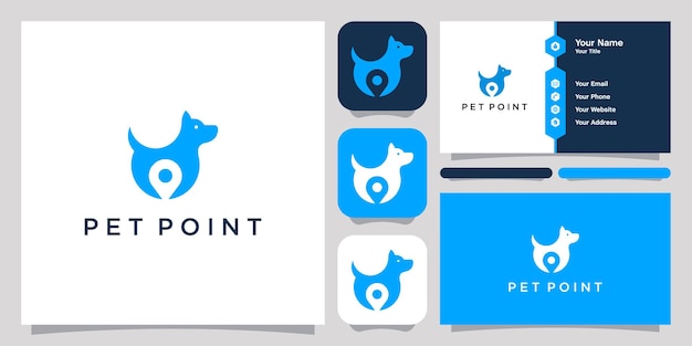 Vetor Ícone de logotipo de ponto de animal de estimação modelo de logotipo e cartão de visita