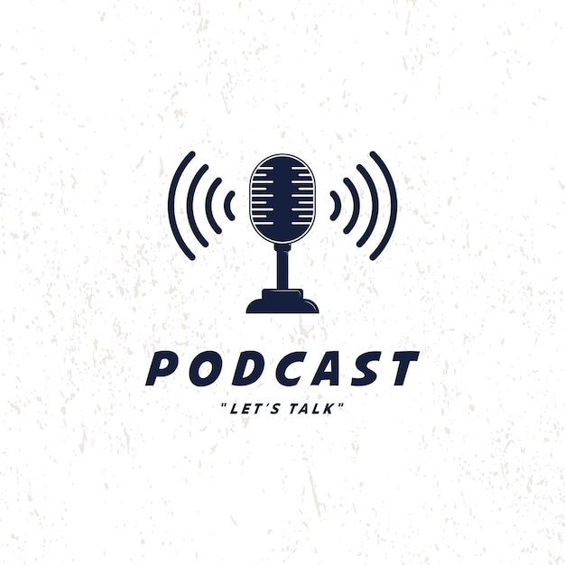 Ícone de logotipo de rádio de podcast Ilustração vetorial com fundo grunge