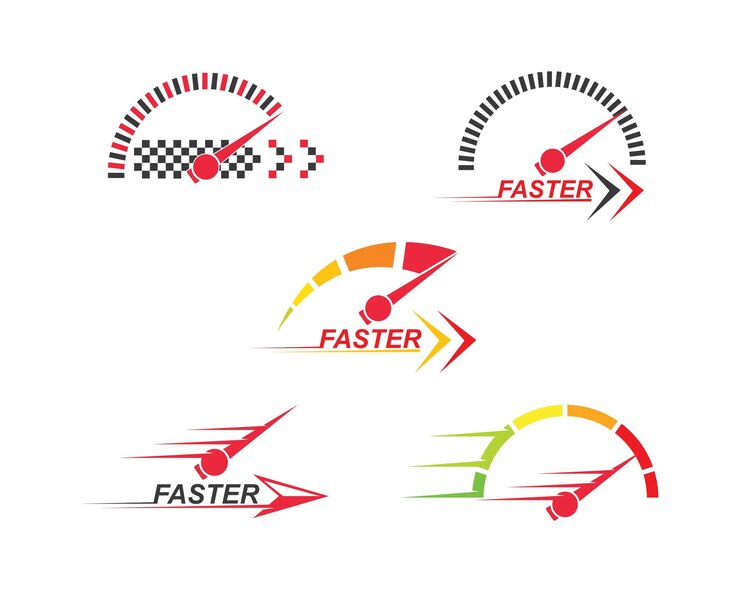 Vetor ícone de logotipo de velocidade mais rápida do conceito de corrida automotiva