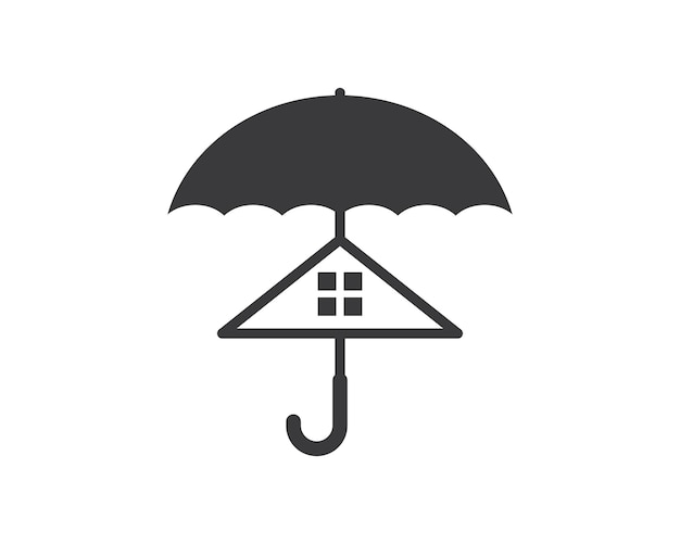 Ícone de logotipo de vetor guarda-chuva de design de propriedade de seguro