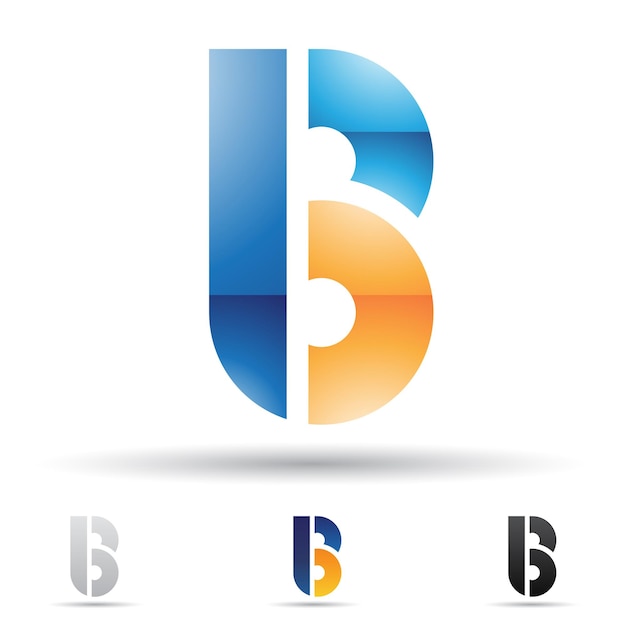 Ícone de logotipo redondo em negrito abstrato brilhante azul e laranja da letra B